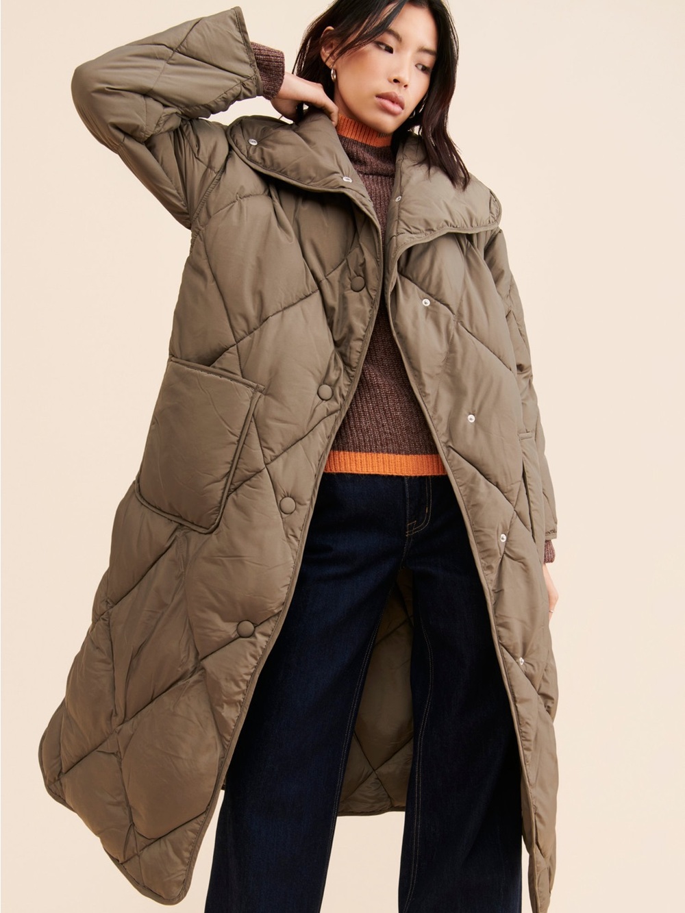 We The Free Joanna tan Maxi Puffer Jacket size M. Outdoors,Winter,Warm,fall,cozy